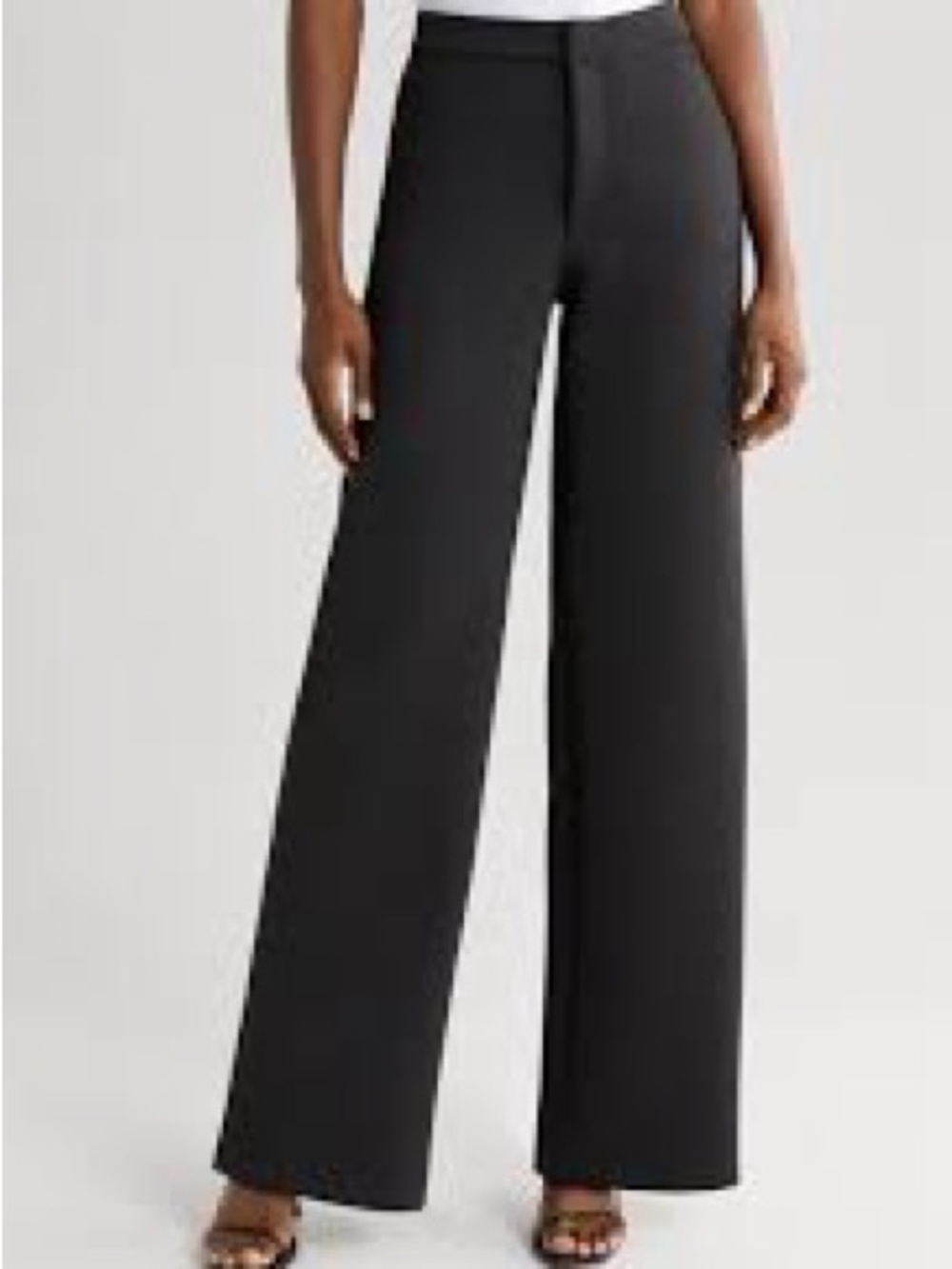 Good American Black Wide-Leg High-Rise Pants